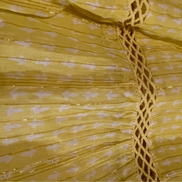 NWT Free People Midnight Dance Print Maxi in Canary Combo XS Tiered Crochet - Picture 14 of 15